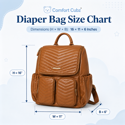 Mother & Baby Diaper Backpack – Chevron Quilted with Gold Hardware | Brown & Black