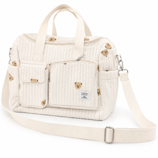 Premium Baby Diaper Bag - Large Capacity Structured Mummy Bag in Pink & Brown