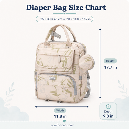 Floral Print Mother & Baby Diaper Backpack with Accessory Pouch