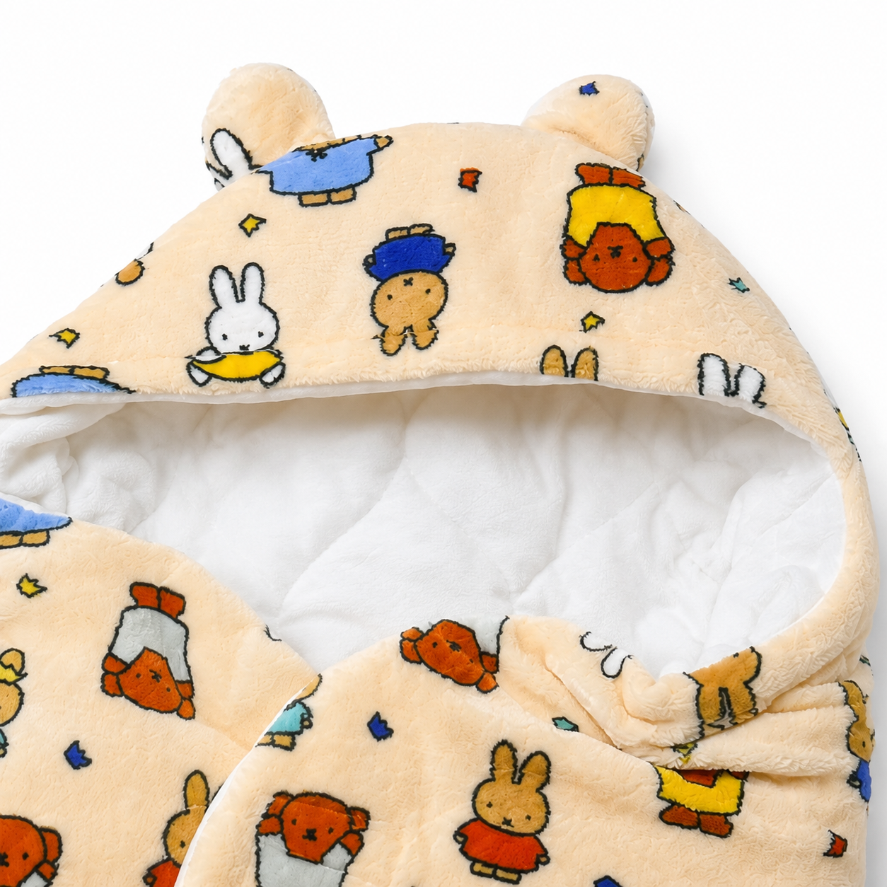 Plush Hooded Baby Swaddle Wrap with Bear Ear Hood & Leg Sections