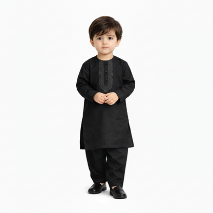 Baby Premium Black Kurta Shalwar - Traditional Outfit 3-12M