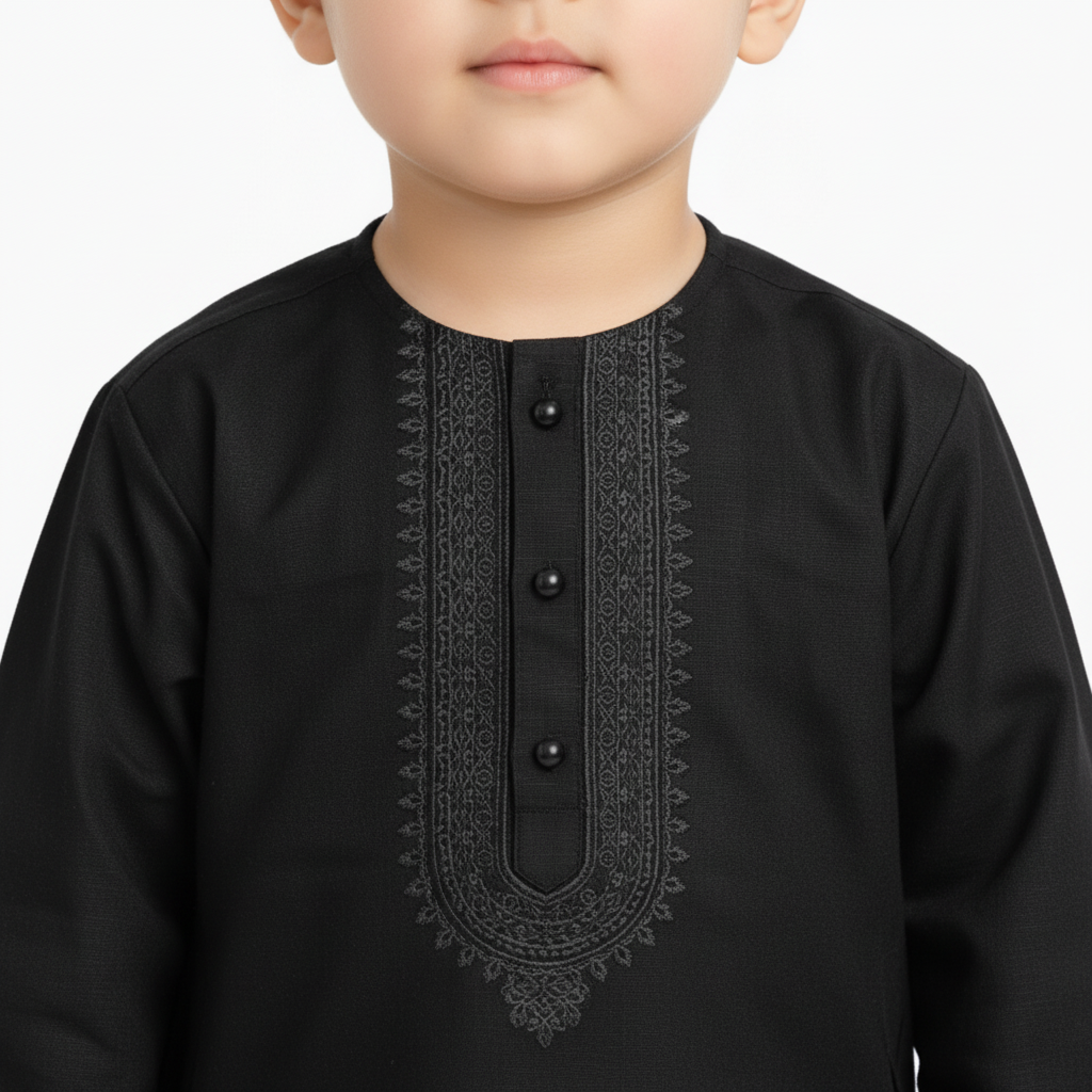 Baby Premium Black Kurta Shalwar - Traditional Outfit 3-12M
