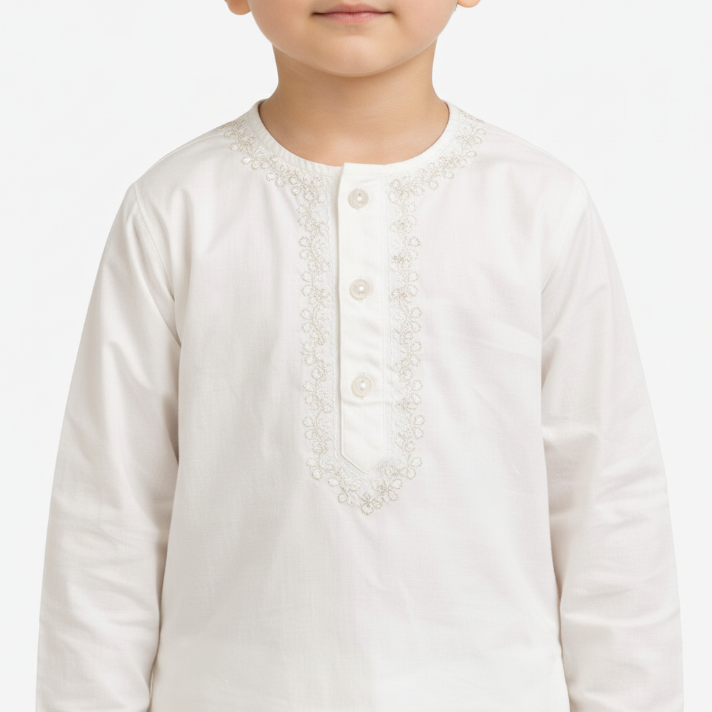 Baby Premium White Kurta Shalwar - Traditional Outfit 3-12M