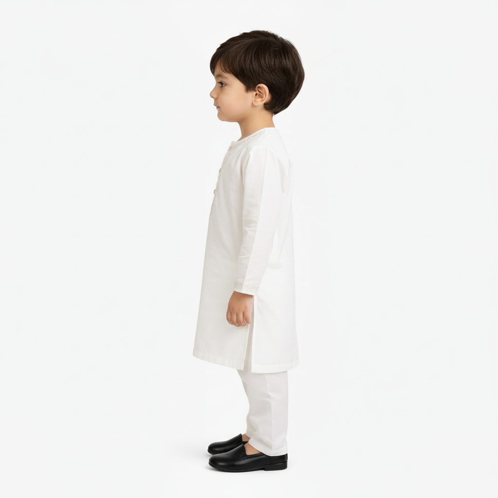 Baby Premium White Kurta Shalwar - Traditional Outfit 3-12M