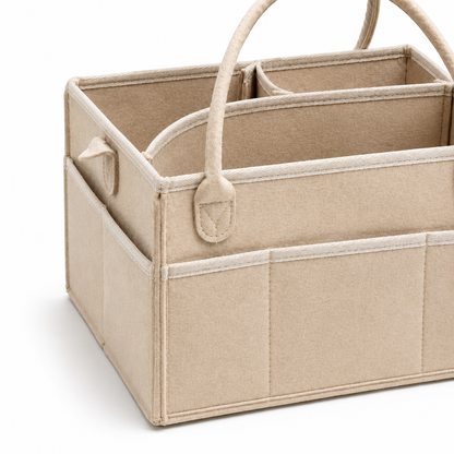 Felt Baby Diaper Caddy Organizer – Nursery Storage with Carry Handles | Beige, Gray & Black