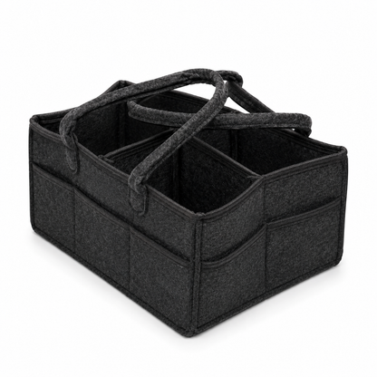 Felt Baby Diaper Caddy Organizer – Nursery Storage with Carry Handles | Beige, Gray & Black