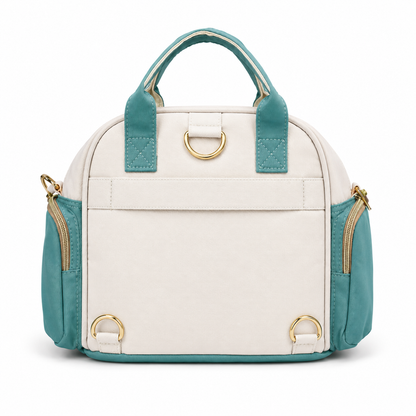 Mom’s Love Baby Diaper Carry Bag – Two-Tone Colourblock with Logo Patch | Black & Teal