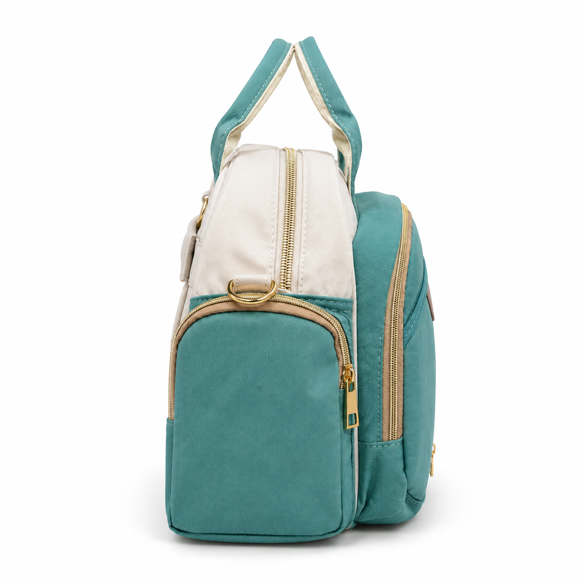 Mom’s Love Baby Diaper Carry Bag – Two-Tone Colourblock with Logo Patch | Black & Teal