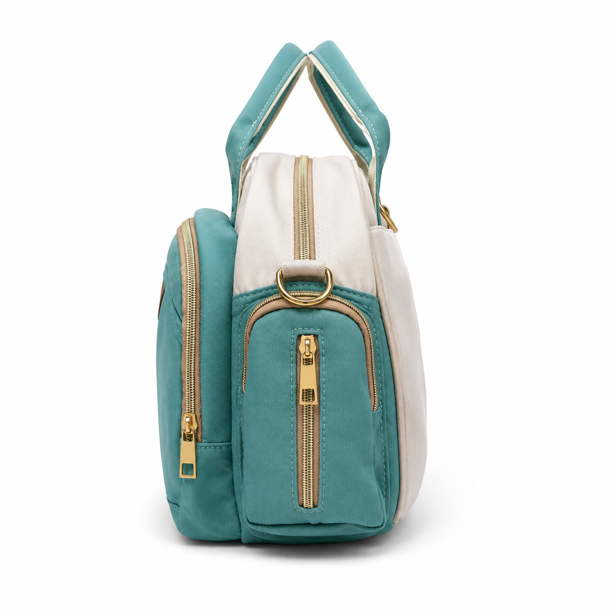 Mom’s Love Baby Diaper Carry Bag – Two-Tone Colourblock with Logo Patch | Black & Teal