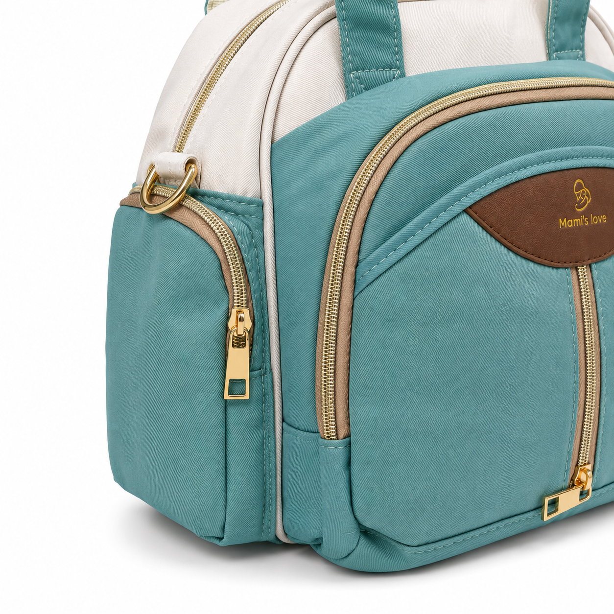 Mom’s Love Baby Diaper Carry Bag – Two-Tone Colourblock with Logo Patch | Black & Teal