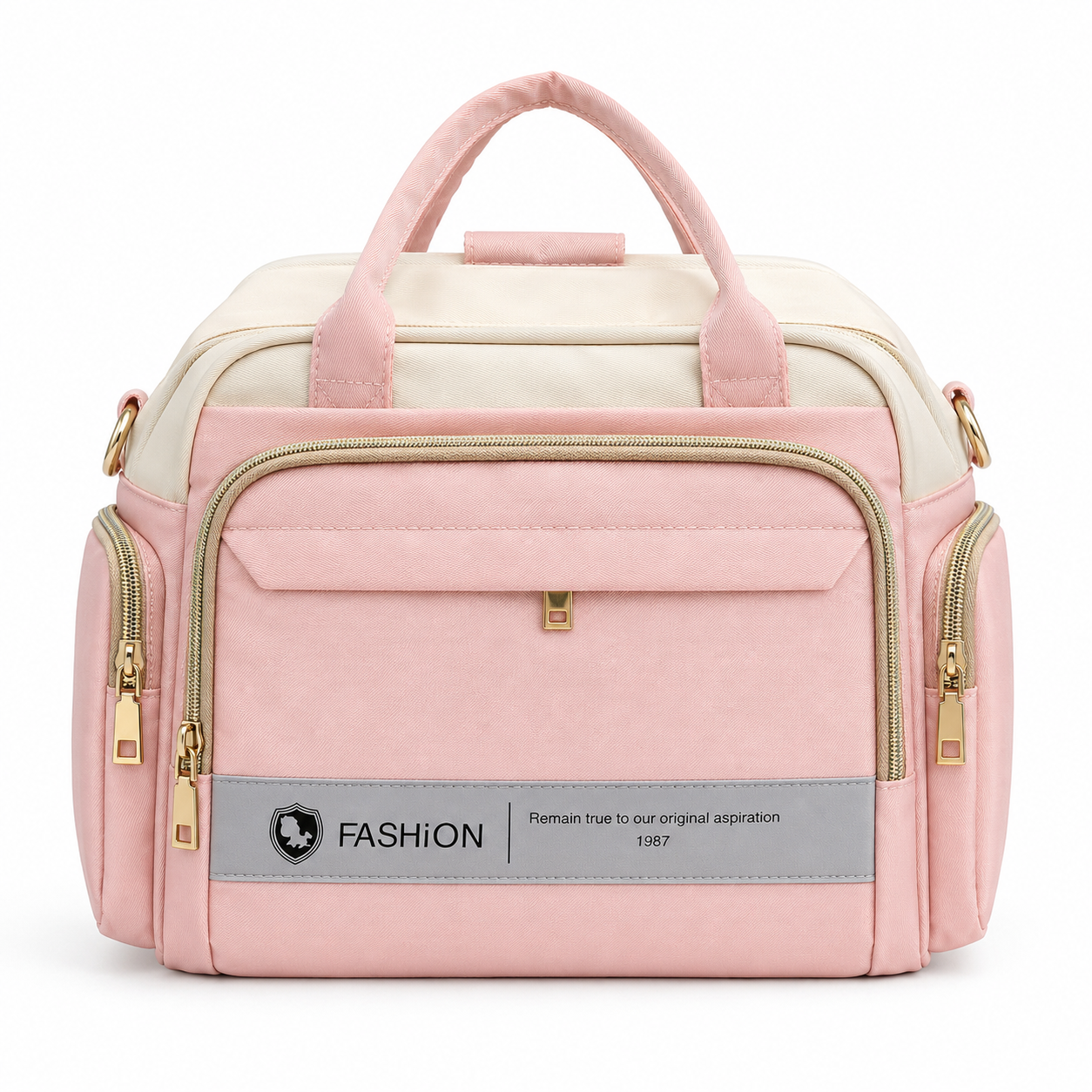 Baby Diaper Bag Handbag Style - Stylish Mummy Bag in Pink & Light Blue