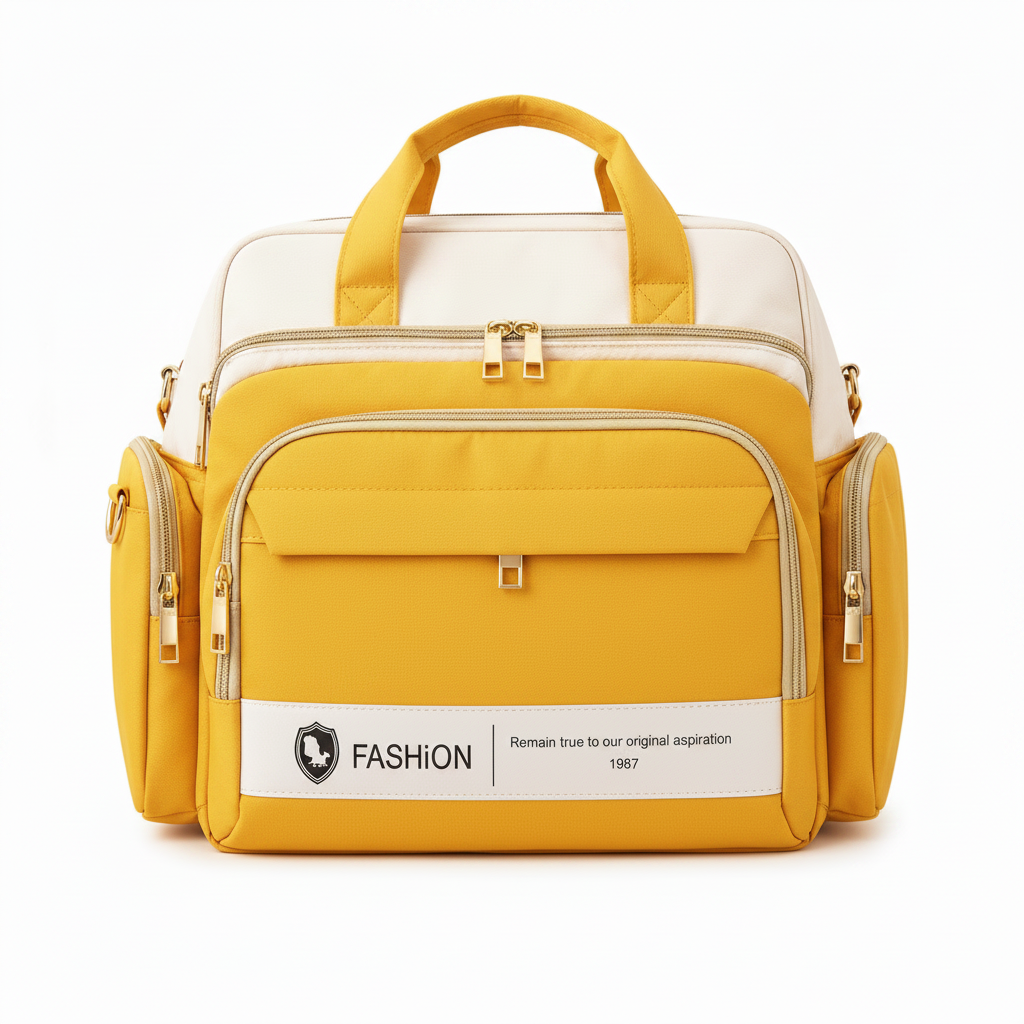 Baby Diaper Bag Handbag Style - Warm Tones Mummy Bag in Peach & Beige