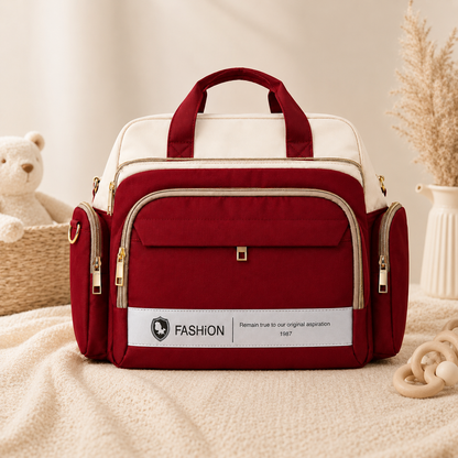 Baby Diaper Bag Handbag Style - Warm Tones Mummy Bag in Peach & Beige