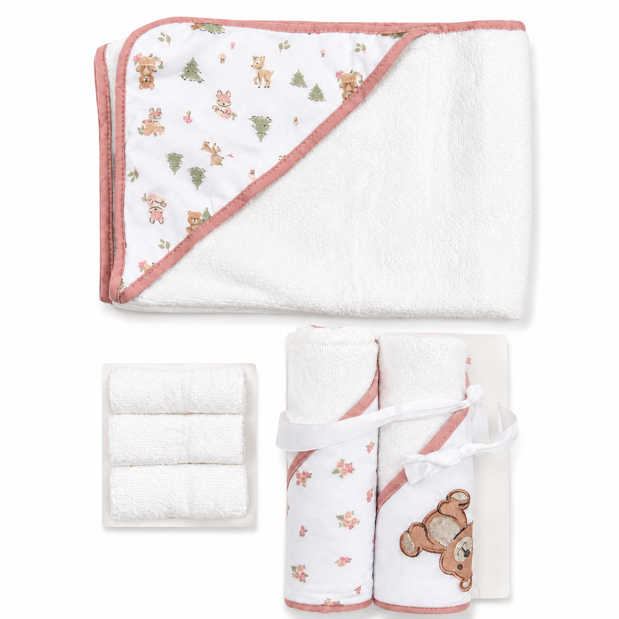 6-Piece Baby Bath Gift Set – Hooded Towel & Washcloths