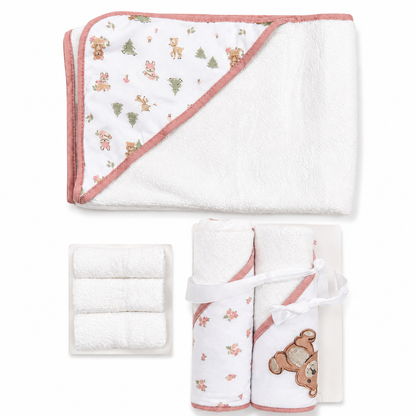 6-Piece Baby Bath Gift Set – Hooded Towel & Washcloths