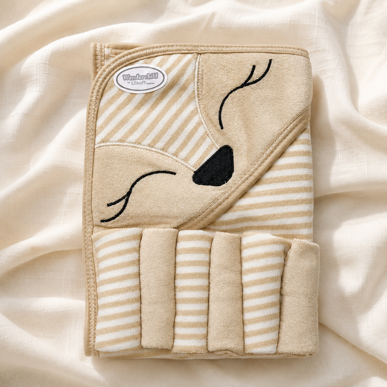 Baby Hooded Towel Wrap – Soft Embroidered Character Design for Newborns & Infants