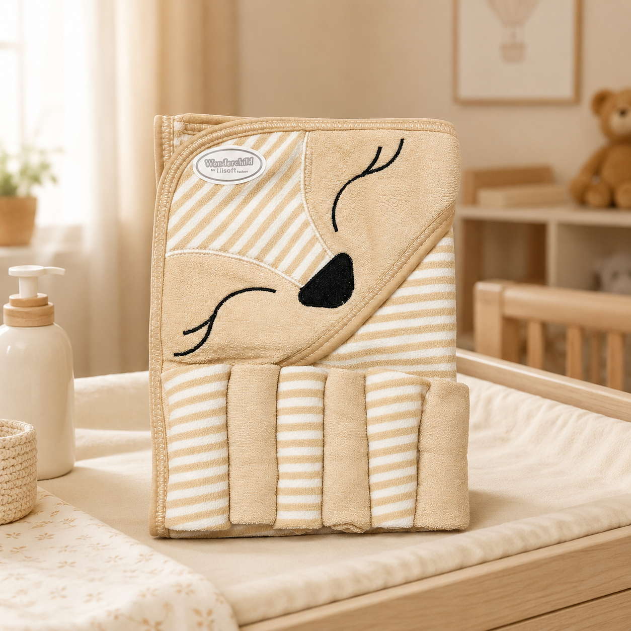 Baby Hooded Towel Wrap – Soft Embroidered Character Design for Newborns & Infants
