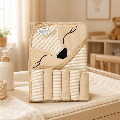 Baby Hooded Towel Wrap – Soft Embroidered Character Design for Newborns & Infants