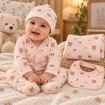Baby Pink Bear & Car Print Starter Set