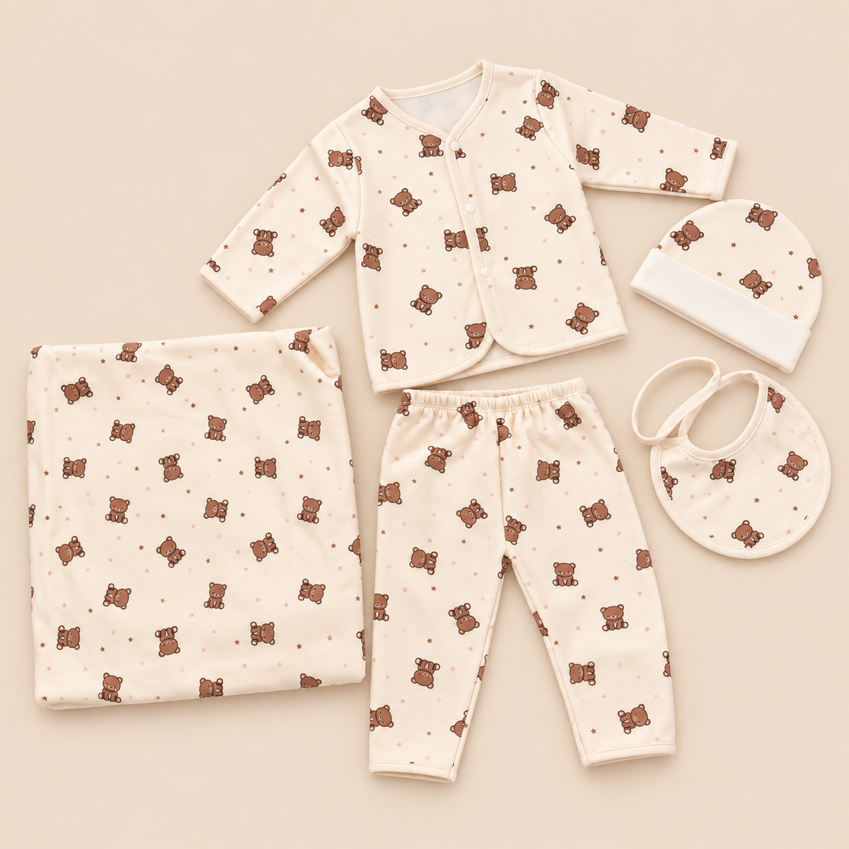 Baby Cream Teddy Bear Print Starter Set