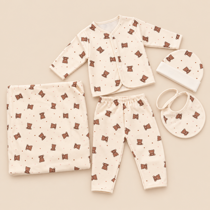 Baby Cream Teddy Bear Print Starter Set