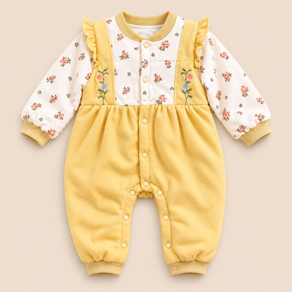 Baby Yellow Floral Ruffle Romper