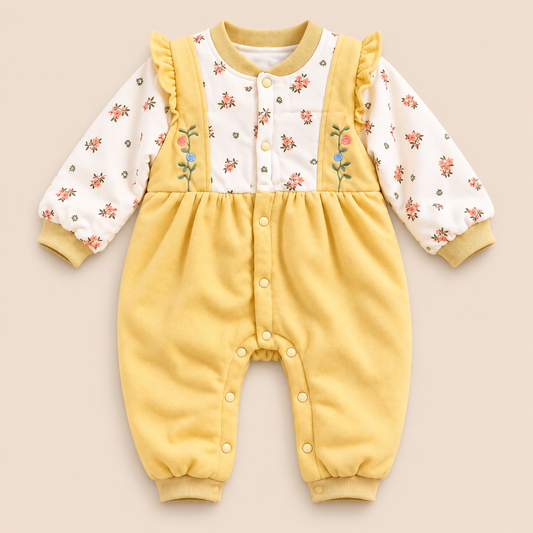 Baby Yellow Floral Ruffle Romper