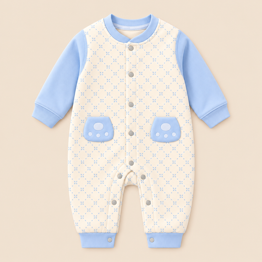 Floral Embroidered Baby Romper - Premium Cotton Bodysuit - 0-6 Months