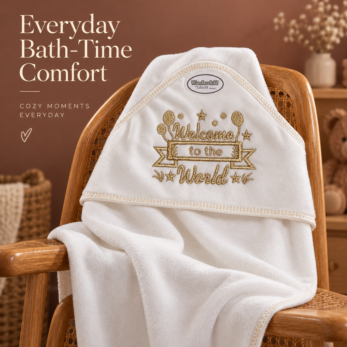 Welcome to the World Hooded Baby Towel