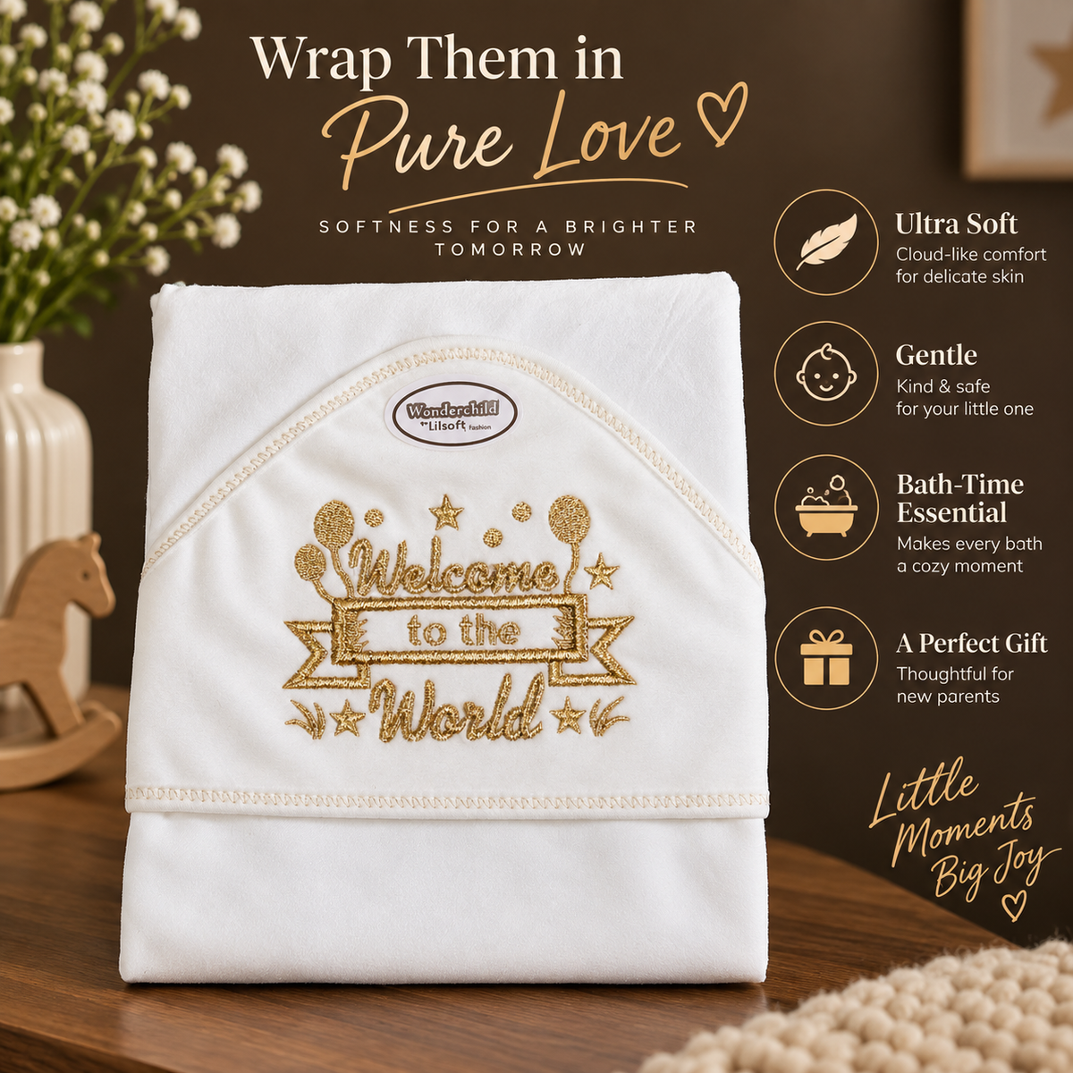 Welcome to the World Hooded Baby Towel