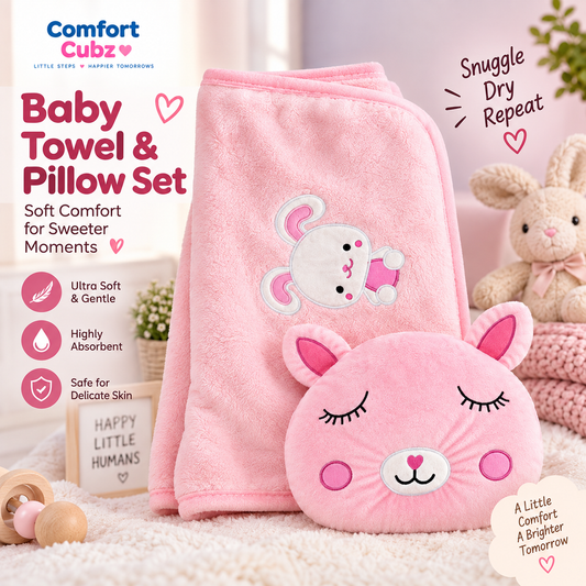 Pink Bunny Baby Blanket & Matching Pillow
