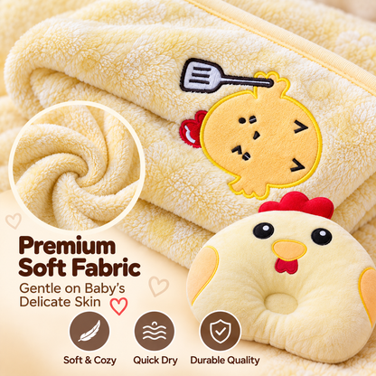 Cream Chicken Baby Blanket & Matching Pillow