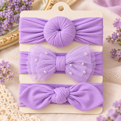 Baby Bow Headbands with Tulle & Pearl Accents