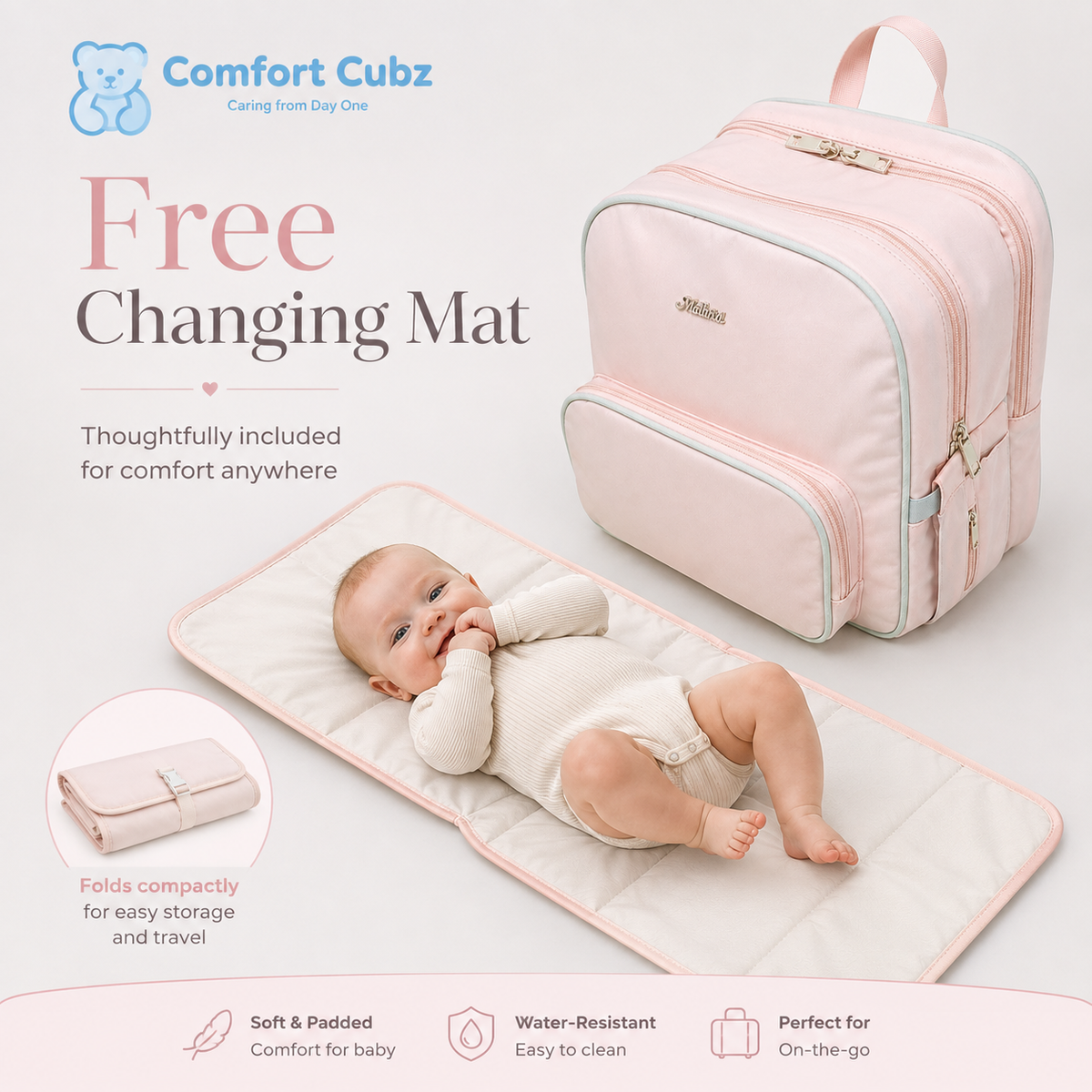 20-Pocket Baby Diaper Backpack – Lightweight Mum Bag with Stroller Straps | Mallimat