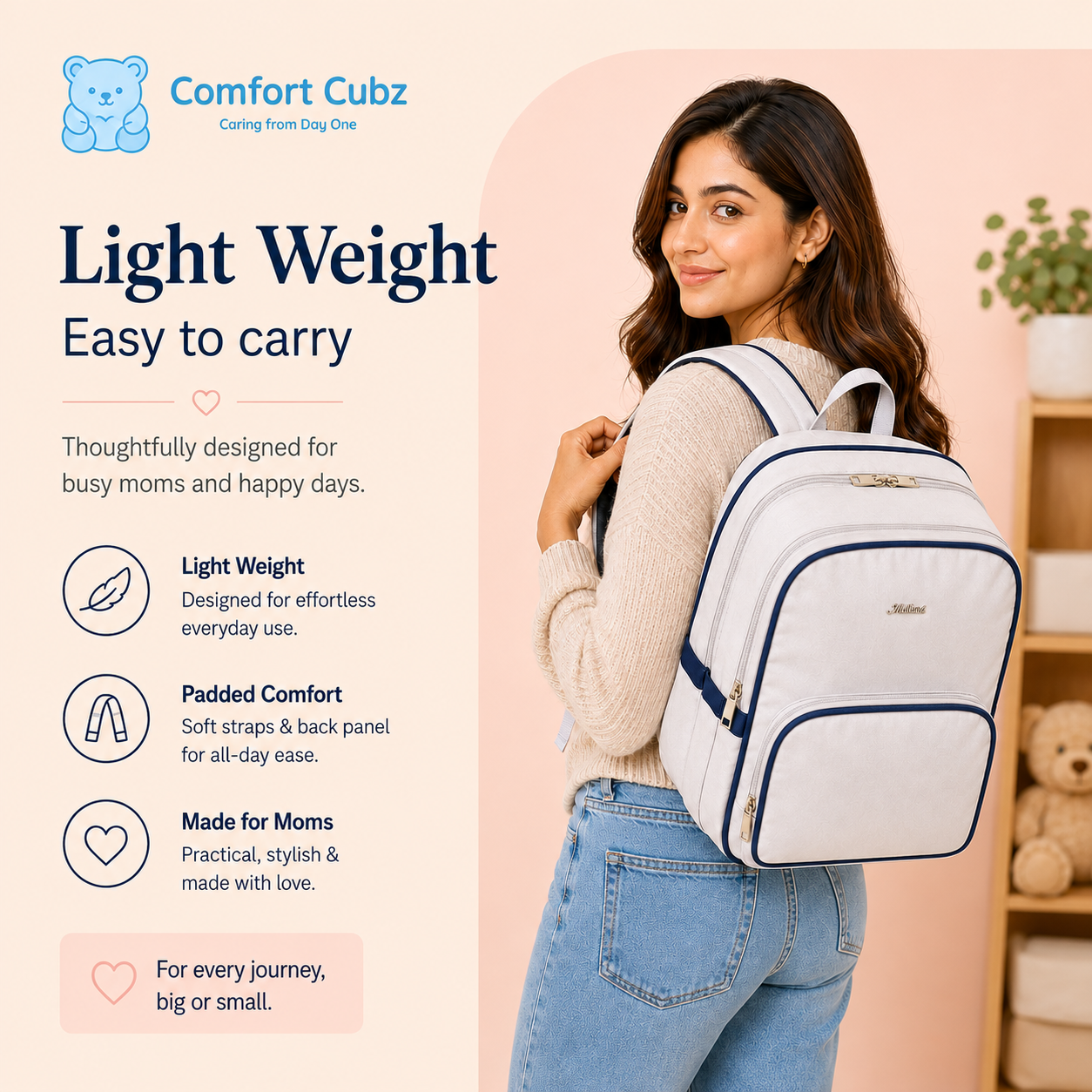20-Pocket Baby Diaper Backpack – Lightweight Mum Bag with Stroller Straps | Mallimat