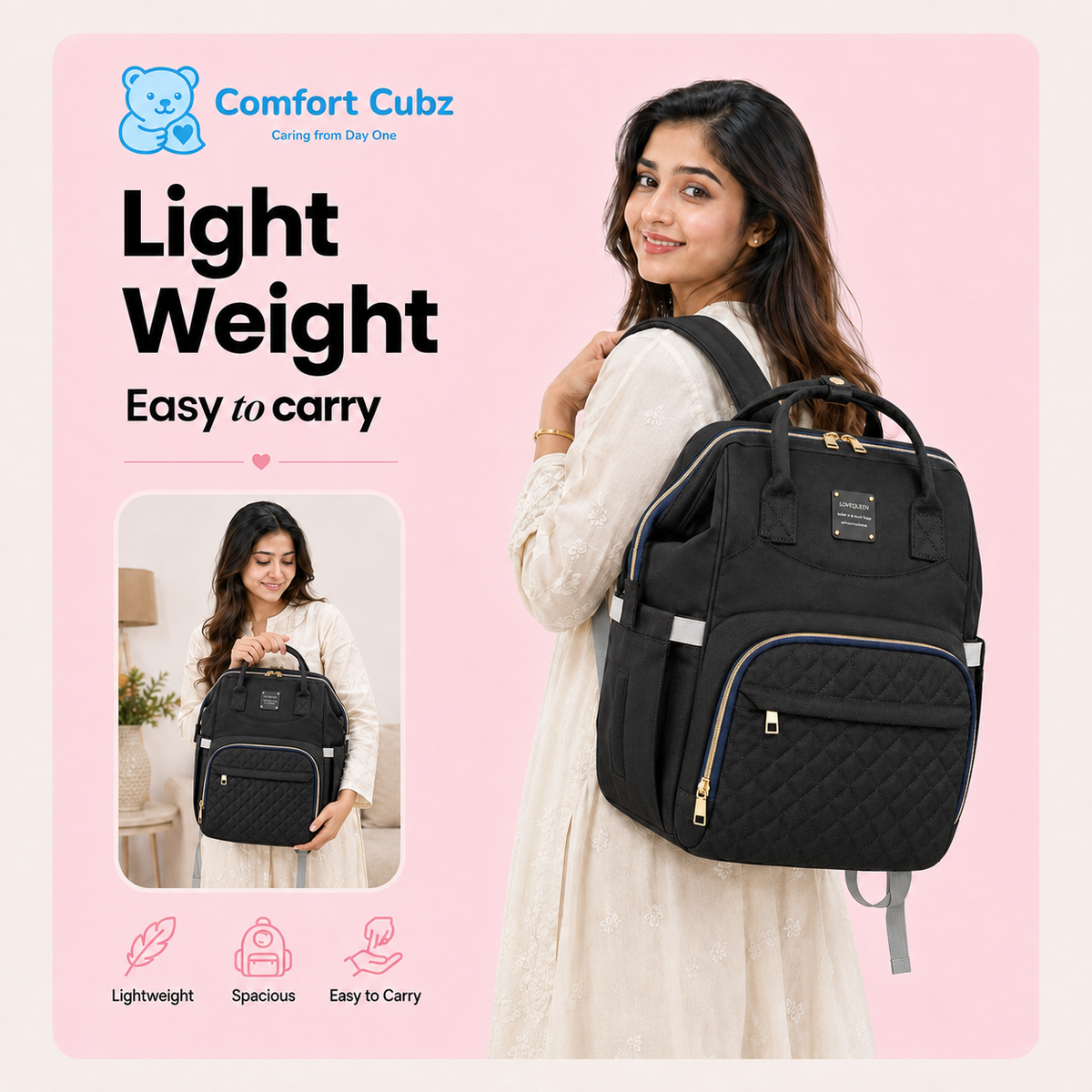 3-in-1 Mother & Baby Travel Backpack – Diaper Bag, Changing Station & Portable Baby Bed