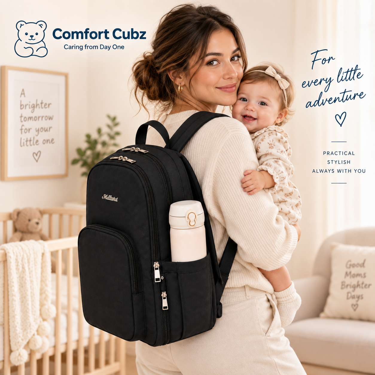 20-Pocket Baby Diaper Backpack – Lightweight Mum Bag with Stroller Straps | Mallimat