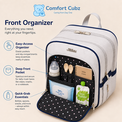 20-Pocket Baby Diaper Backpack – Lightweight Mum Bag with Stroller Straps | Mallimat
