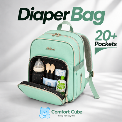 20-Pocket Baby Diaper Backpack – Lightweight Mum Bag with Stroller Straps | Mallimat