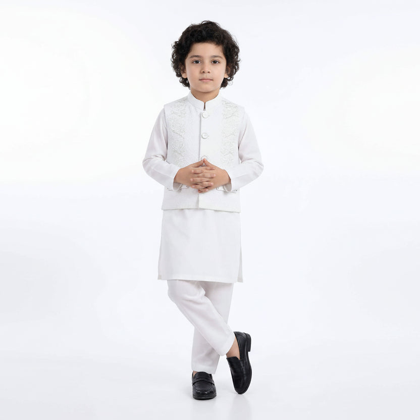 Boys Black 3-Piece Waistcoat Kurta Shalwar - Premium Traditional Outfit 1-4Y