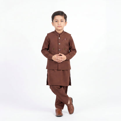 Boys 3-Piece Waistcoat Kurta Shalwar - Premium Traditional Outfit
