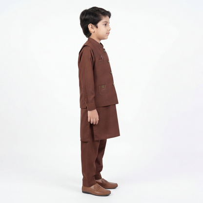Boys 3-Piece Waistcoat Kurta Shalwar - Premium Traditional Outfit