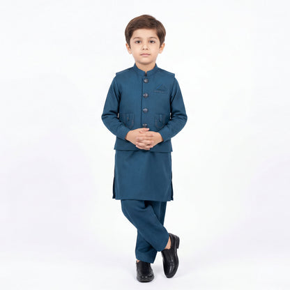 Boys 3-Piece Waistcoat Kurta Shalwar - Premium Traditional Outfit 18M-4Y