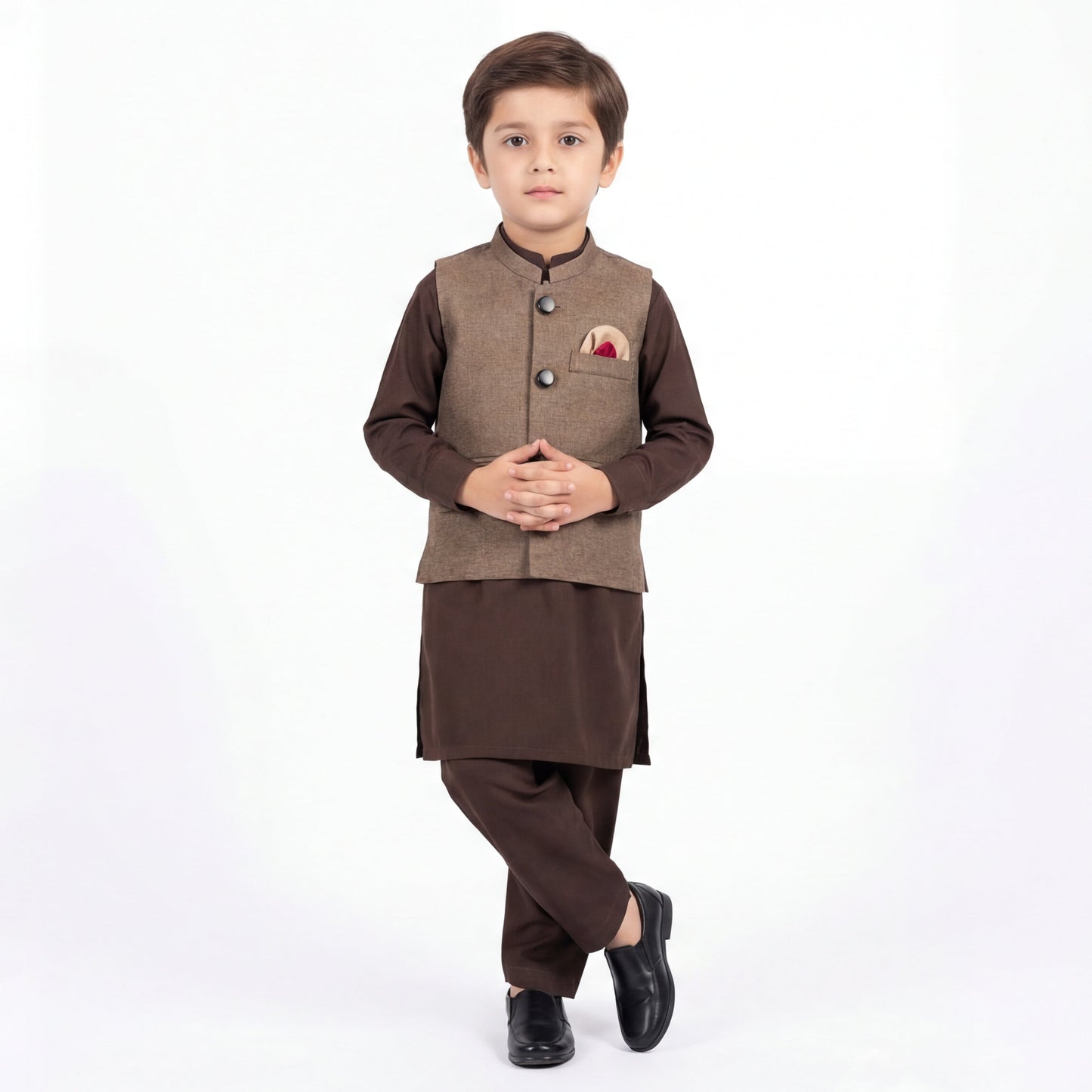 Boys 3-Piece Waistcoat Kurta Shalwar - Premium Traditional Outfit