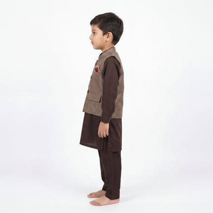 Boys 3-Piece Waistcoat Kurta Shalwar - Premium Traditional Outfit