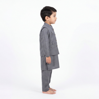 Boys 3-Piece Waistcoat Kurta Shalwar - Premium Traditional Outfit 18M-4Y