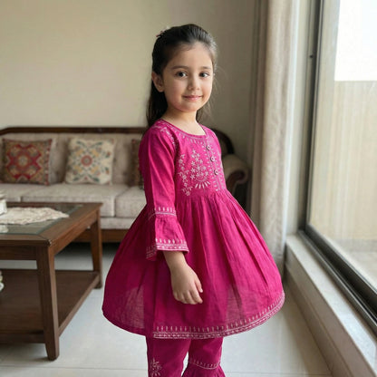 Baby Girl Premium Embroidered Frock - Elegant Party Dress 12M-3Y