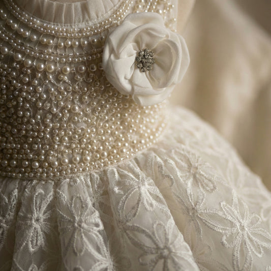 Luxury White Frock - Premium Elegant Baby Girl Dress 18M-4Y