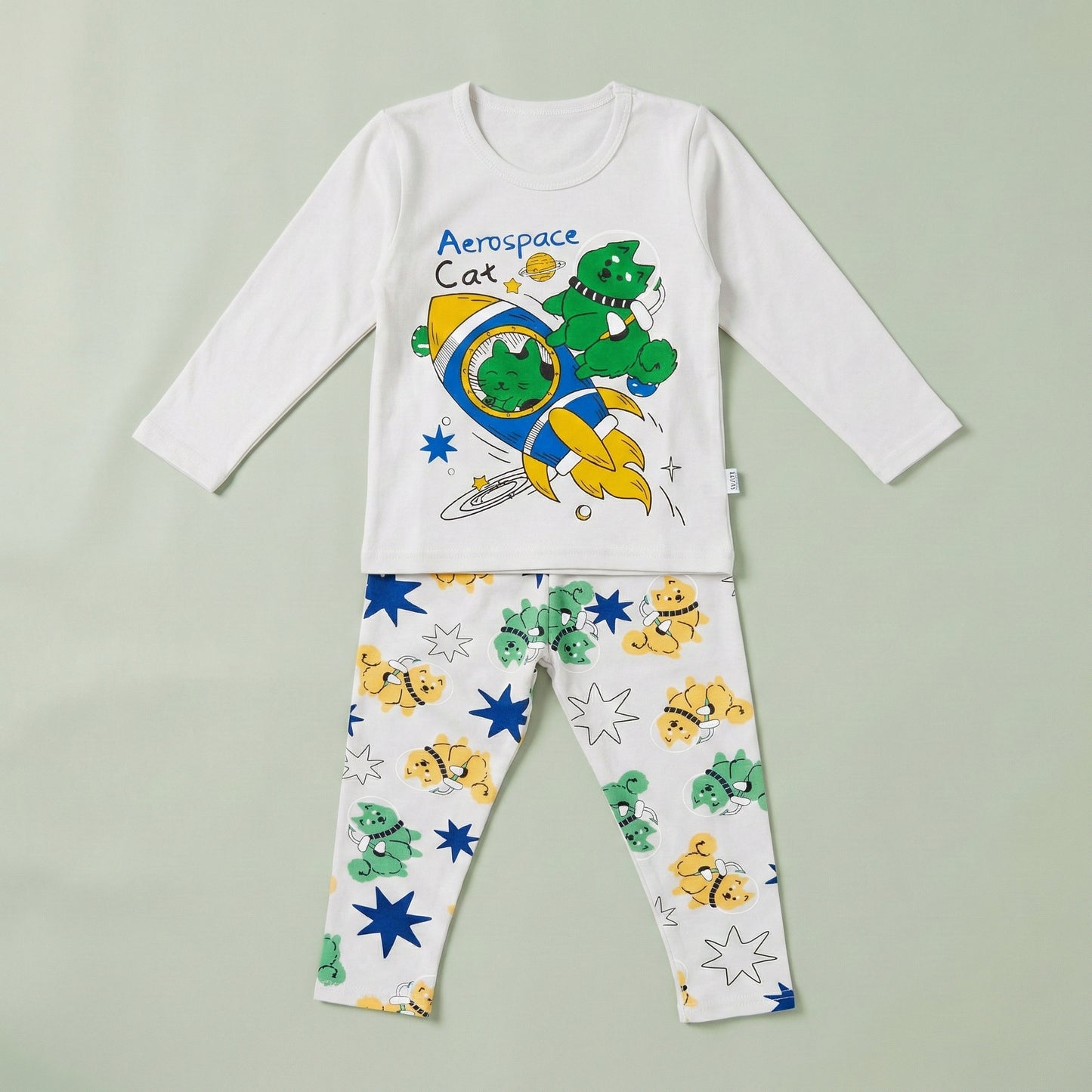 Boys 2-Piece Outfit - Shirt & Trouser Aerospace Cat Design 18M-4Y
