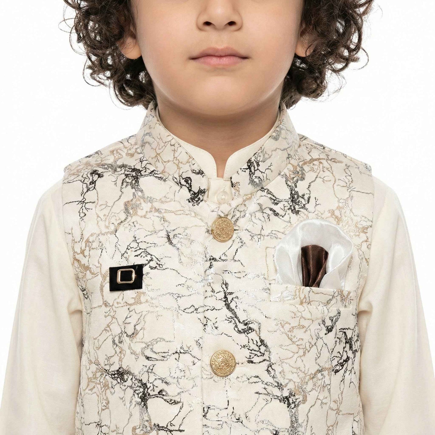 Boys Premium White Kurta Shalwar with Elegant Waistcoat - Wash & Wear 1-4Y